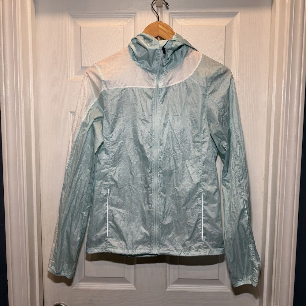Brooks Shelter Technology Women’s S Running Jacket Windbreaker Mint Green Hooded